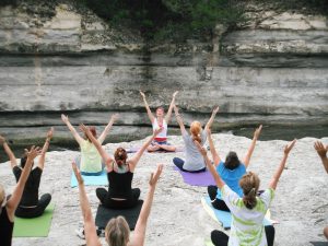 Yoga in a canyon