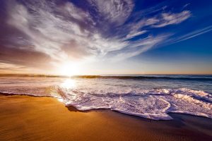 Beautiful beach scene at sunrise