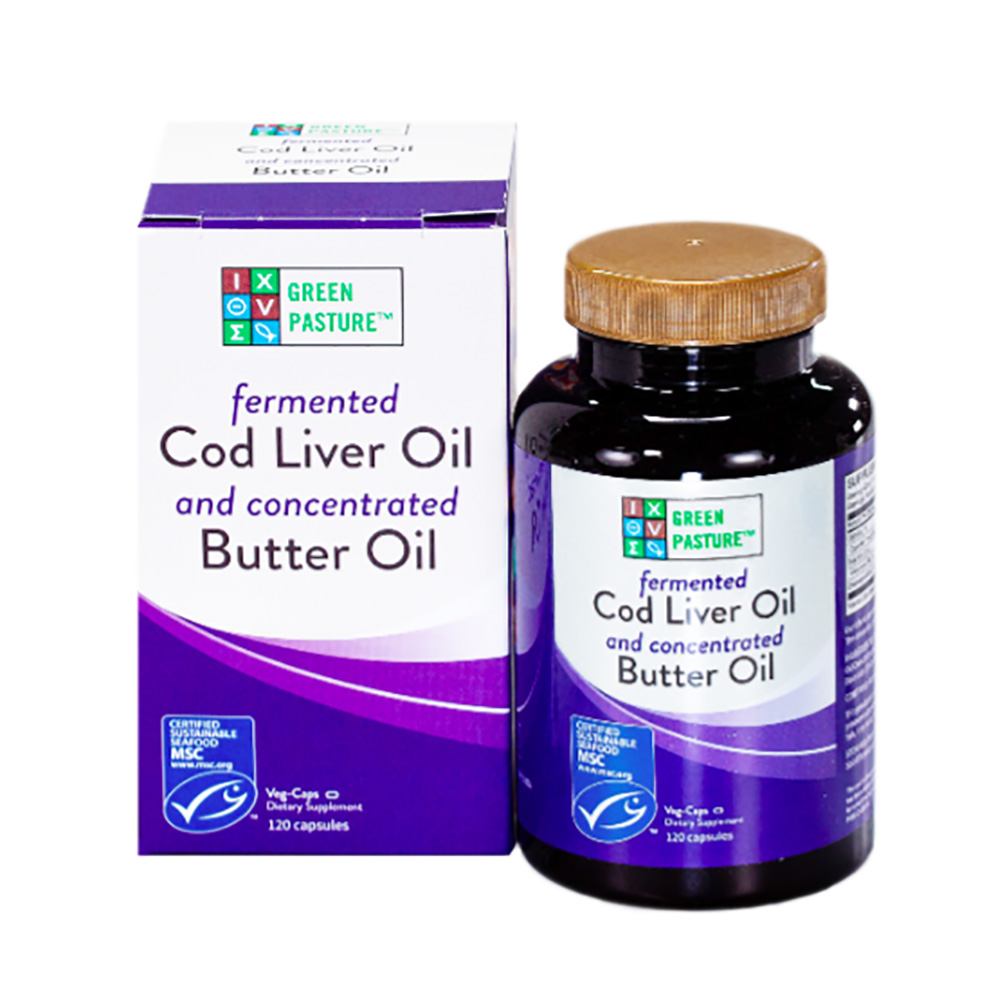 undtagelse Industriel nedenunder Evergreen Nutrition | Green Pasture Fermented Cod Liver Oil/Butter Oil Blend  | 120 Vegcaps - Evergreen Nutrition
